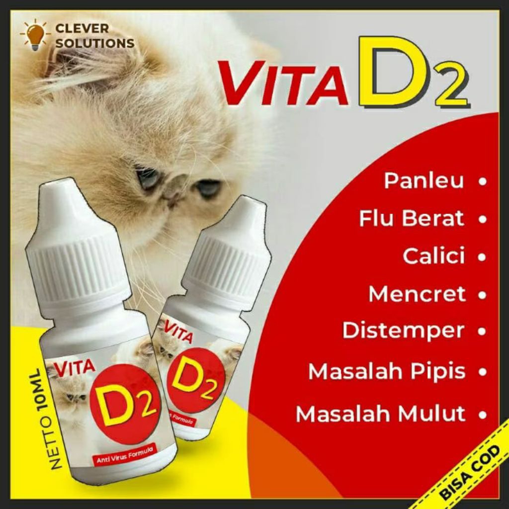 OBAT KUCING VITA D2 ANTI VIRUS KUCING FLU BERAT MUNTAH DAN MENCRET