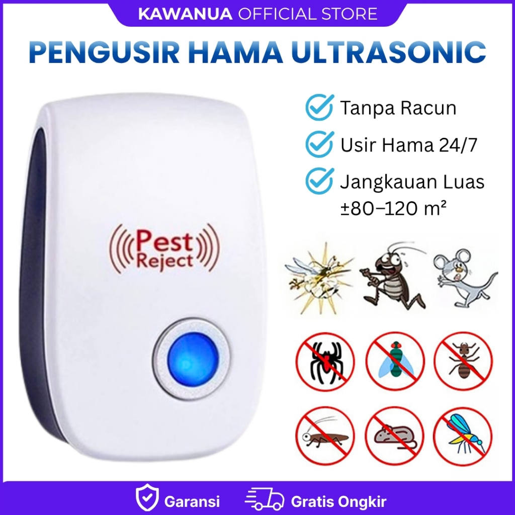 COD Pest Reject Alat Pengusir Tikus Serangga Kecoak Lalat Ultrasonic Elektronik Tanpa Racun