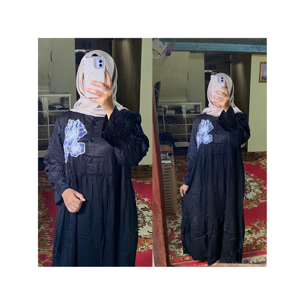 midi dress rayon twill premium tebal adem