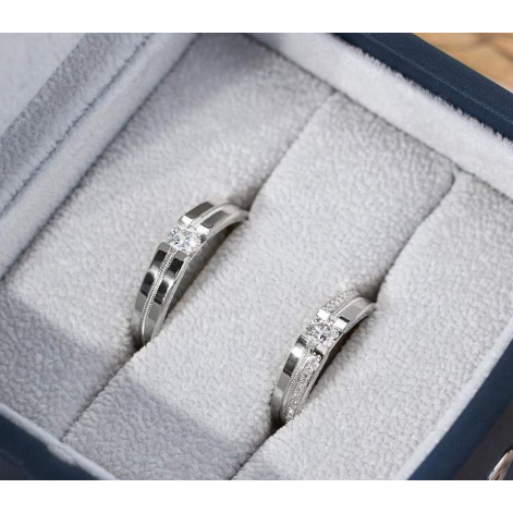 Wedding Ring Palladium 5% Cincin Kawin Couple Nikah Halal Pria Muslim Anti Karat Garansi Pasang Mata