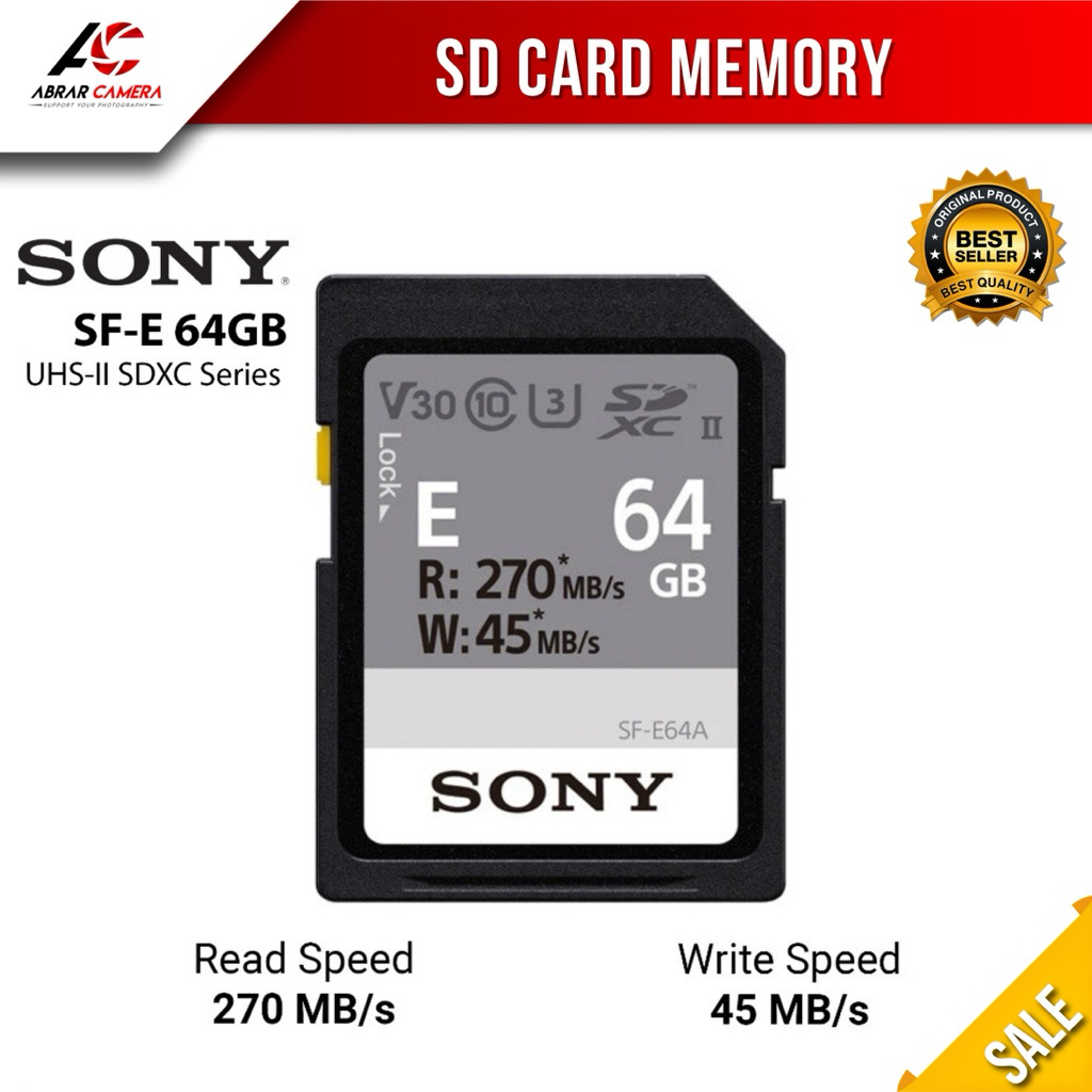 Memori Sony SF-E 64GB Series UHS-II SDXC Memory Card SF 64GB UHS II