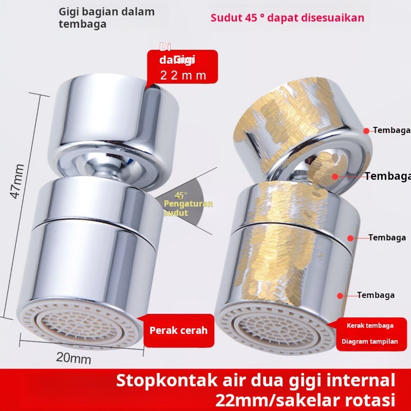 Aerator Keran Anti Percik 2 Mode - Penyembur Panjang Serbaguna untuk Wastafel & Dapur, Air Tidak Per