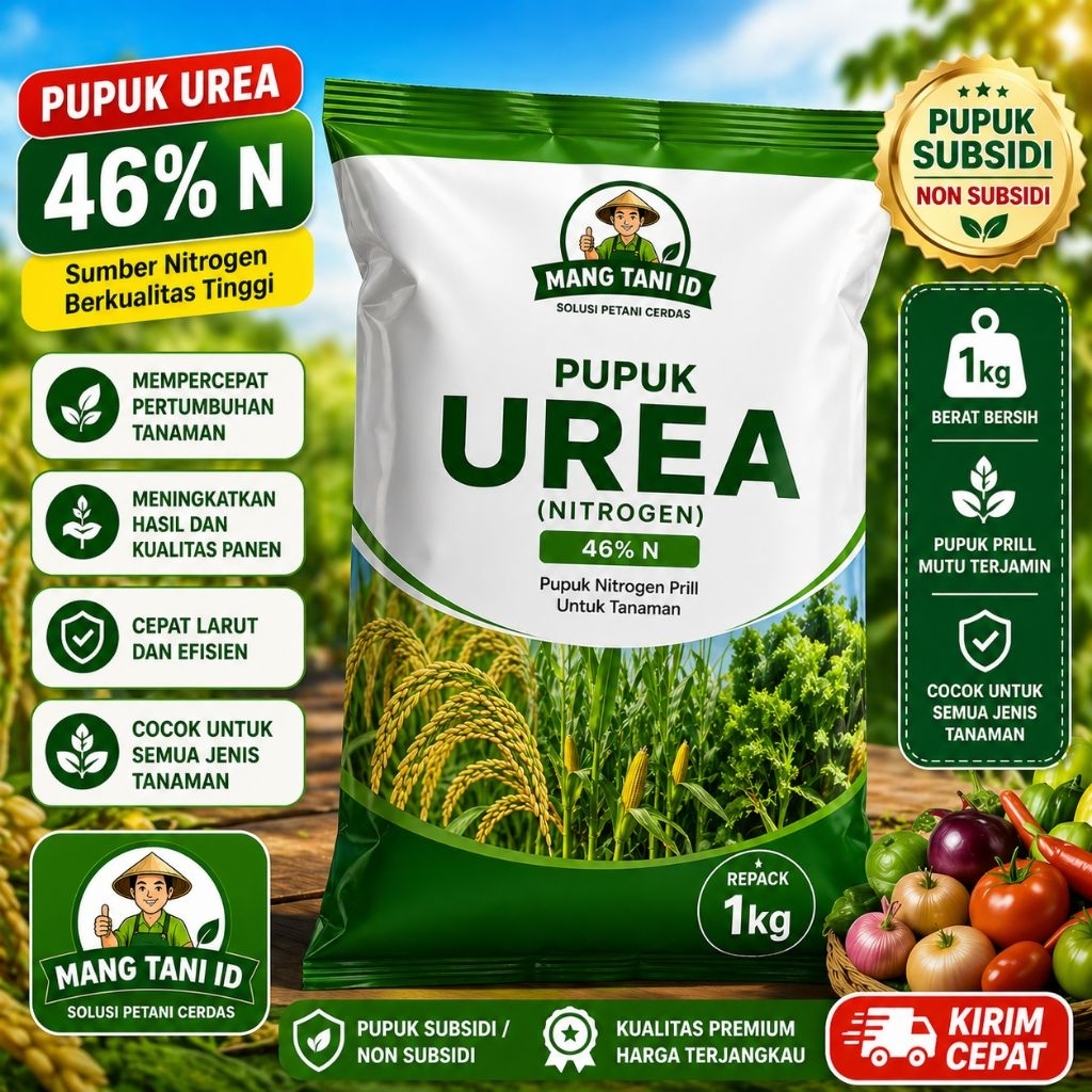 Pupuk UREA 46% N 1kg Repack Kualitas Tinggi - Booster Pertumbuhan Daun dan Tanaman