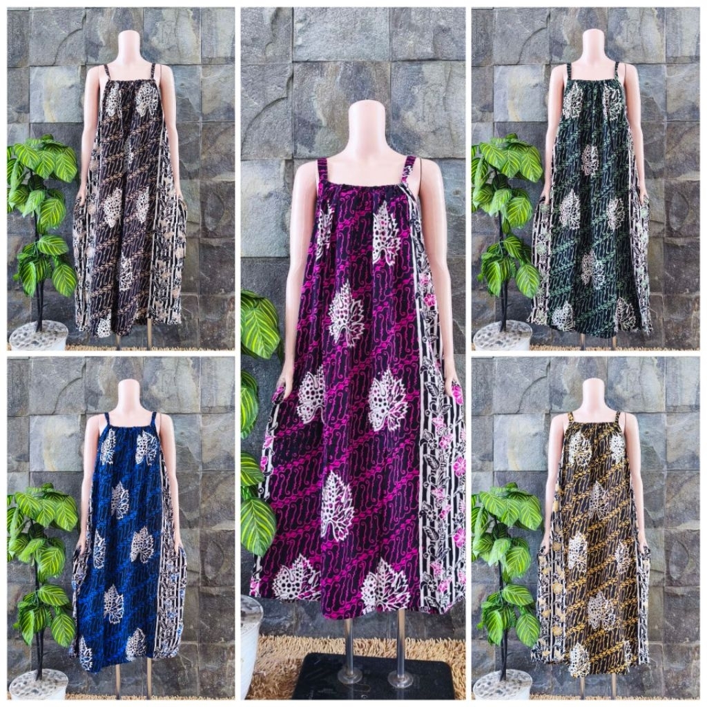 (LD 130 CM) Daster Gantung Jumbo By Huza Batik Jumbo You Can See Home Dres Tanpa Lengan