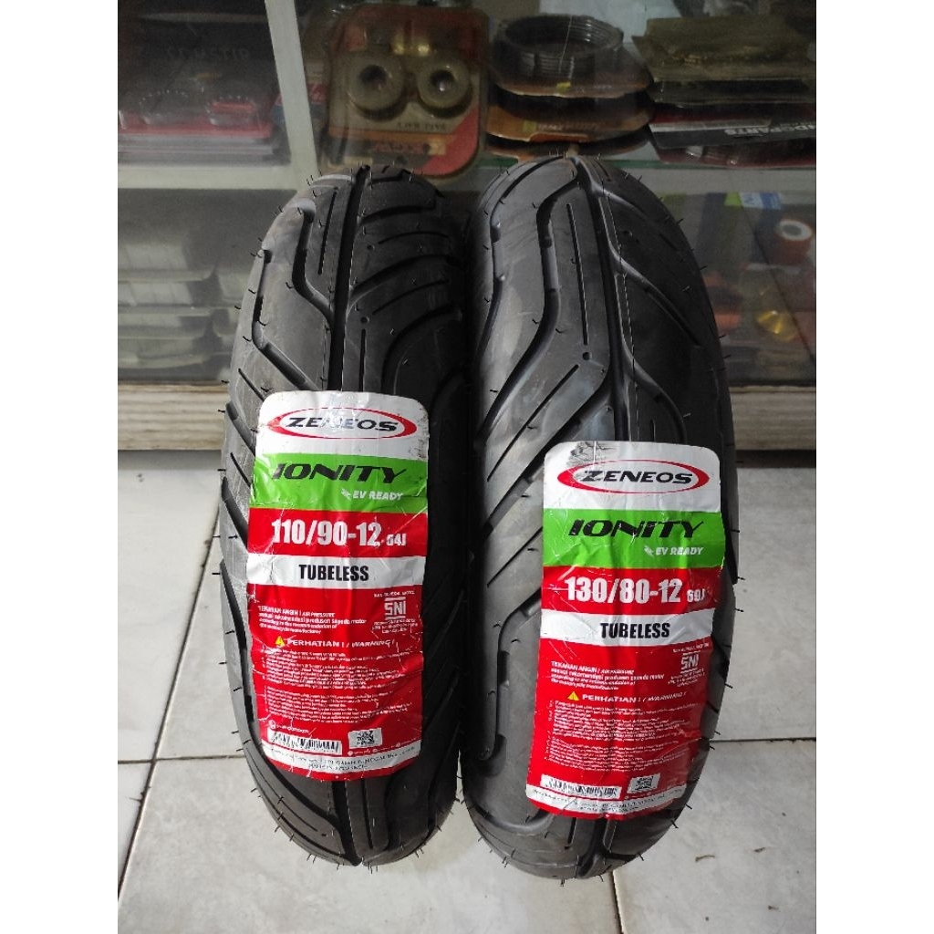 (PAKET SEPASANG) BAN ZENEOS IONITY TUBBLES (110/90-12 / 130/80-12) BAN RING 12 / BAN MOTOR MATIC / B