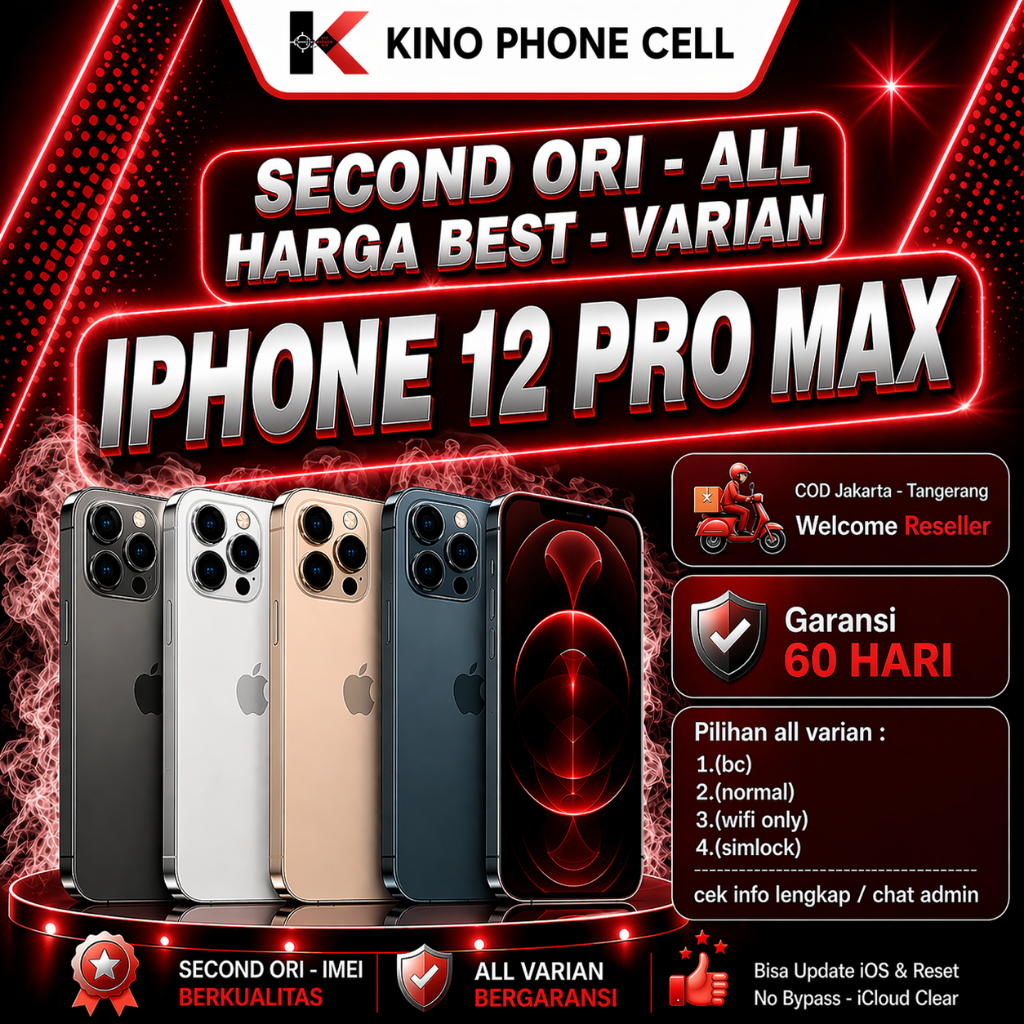 IPHONE 12 PRO & 12 PRO MAX Second Ori 128GB 256GB All Varian Bekas Kino Phone Cell