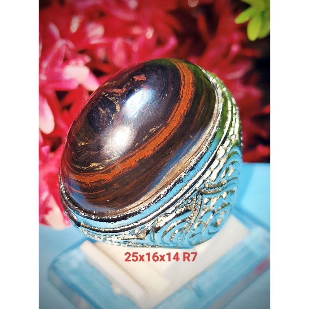 cincin batu akik puser bumi badar besi lengket magnet