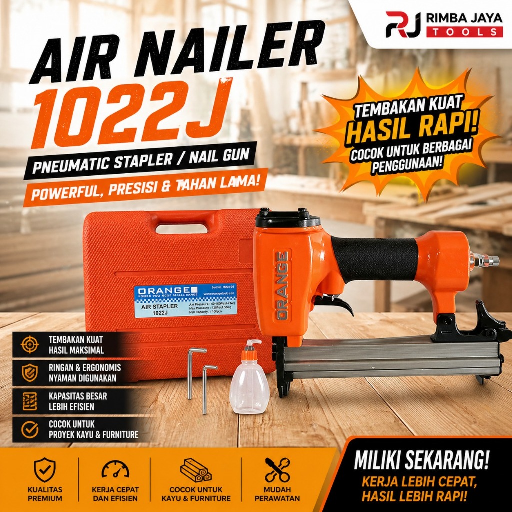 ORANGE F30 & 1022J GUN AIR NAILER - MESIN TEMBAK ANGIN KOMPRESOR - PAKU LURUS & PAKU U