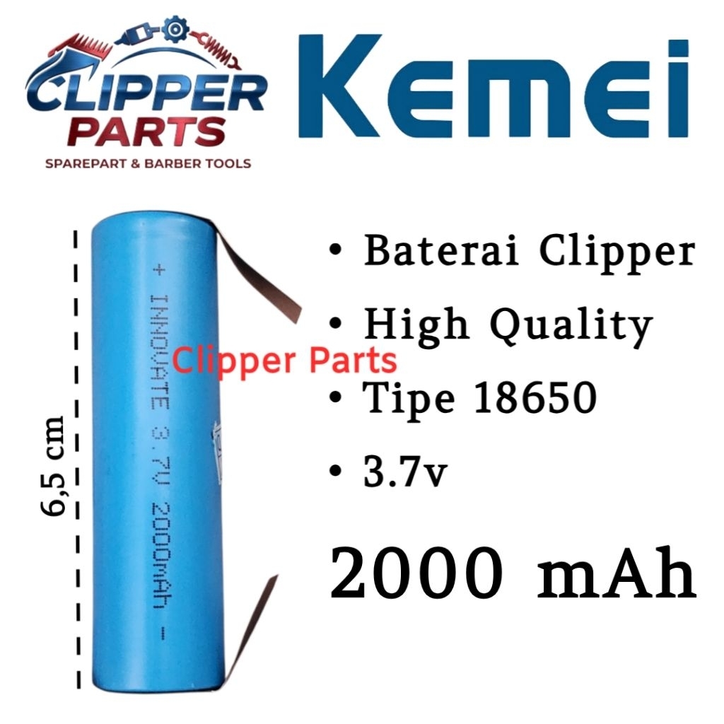 Baterai Kemei 2000 mAh Baterai Mesin Cukur Kemei Cordless