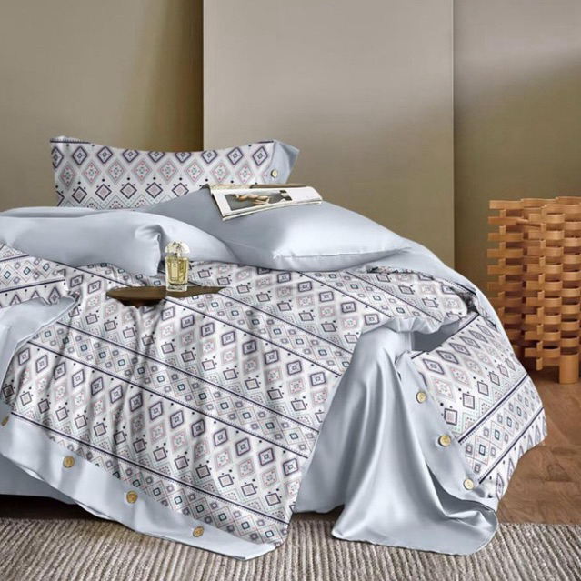 BIOSIBEDDING SPREI KATUN JEPANG MOTIF GARIS KOTAK COKLAT KREM - SPREI BUNGA DAUN UNGU PINK LOVE - GR