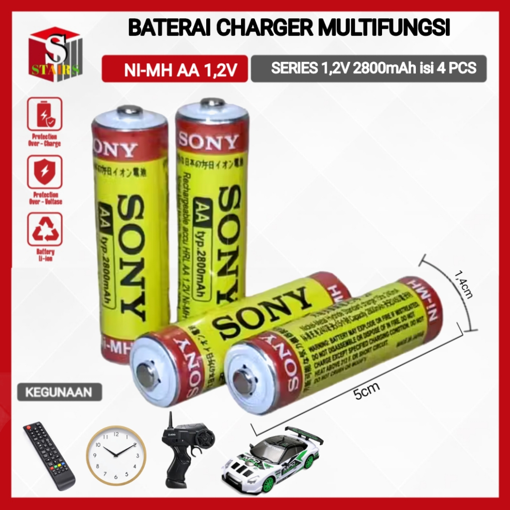 Baterai Cas A2/ Baterai Serbaguna  Multifungsi 1.2Volt-2800 mAh Isi 4 Buah