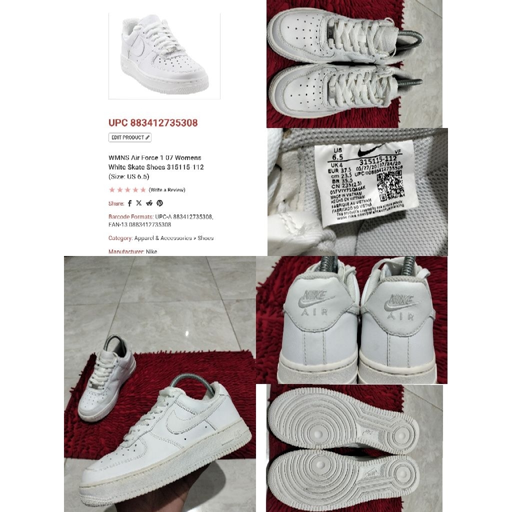 Sepatu Preloved Second Original Nike Air Force One Size 37