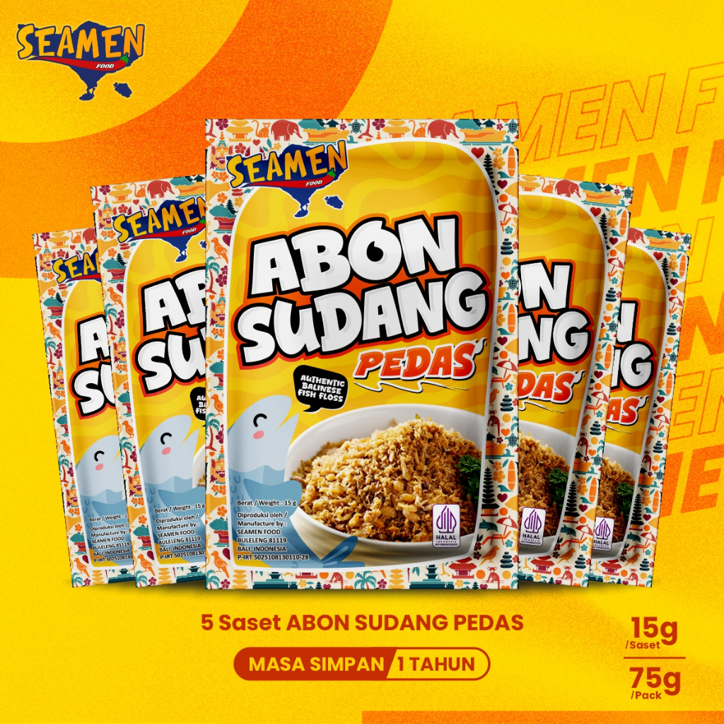 5 Saset ABON SUDANG PEDAS 15 gram. Masa Simpan 1 Tahun
