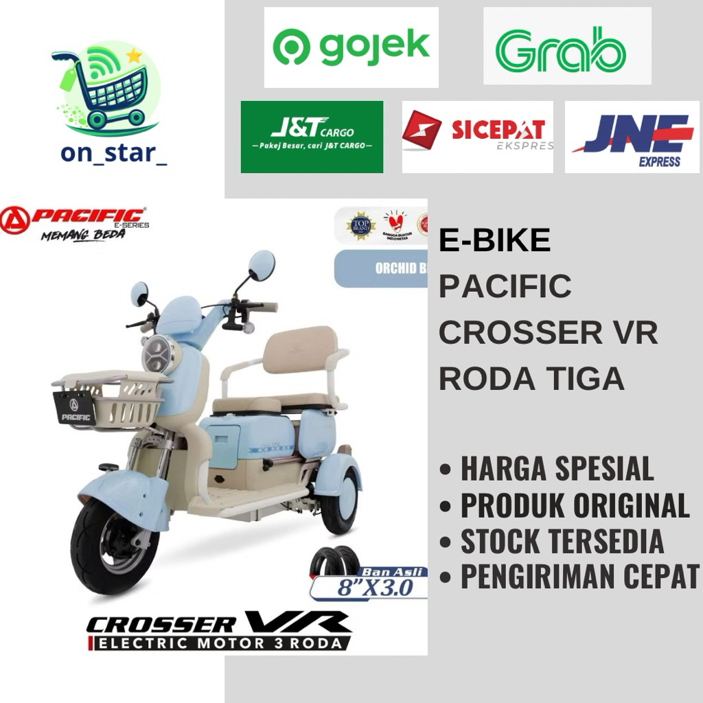 Sepeda Listrik Roda Tiga Pacific Crosser VR Sepeda Listrik Tiga Roda Crosser VR Terbaru 2026