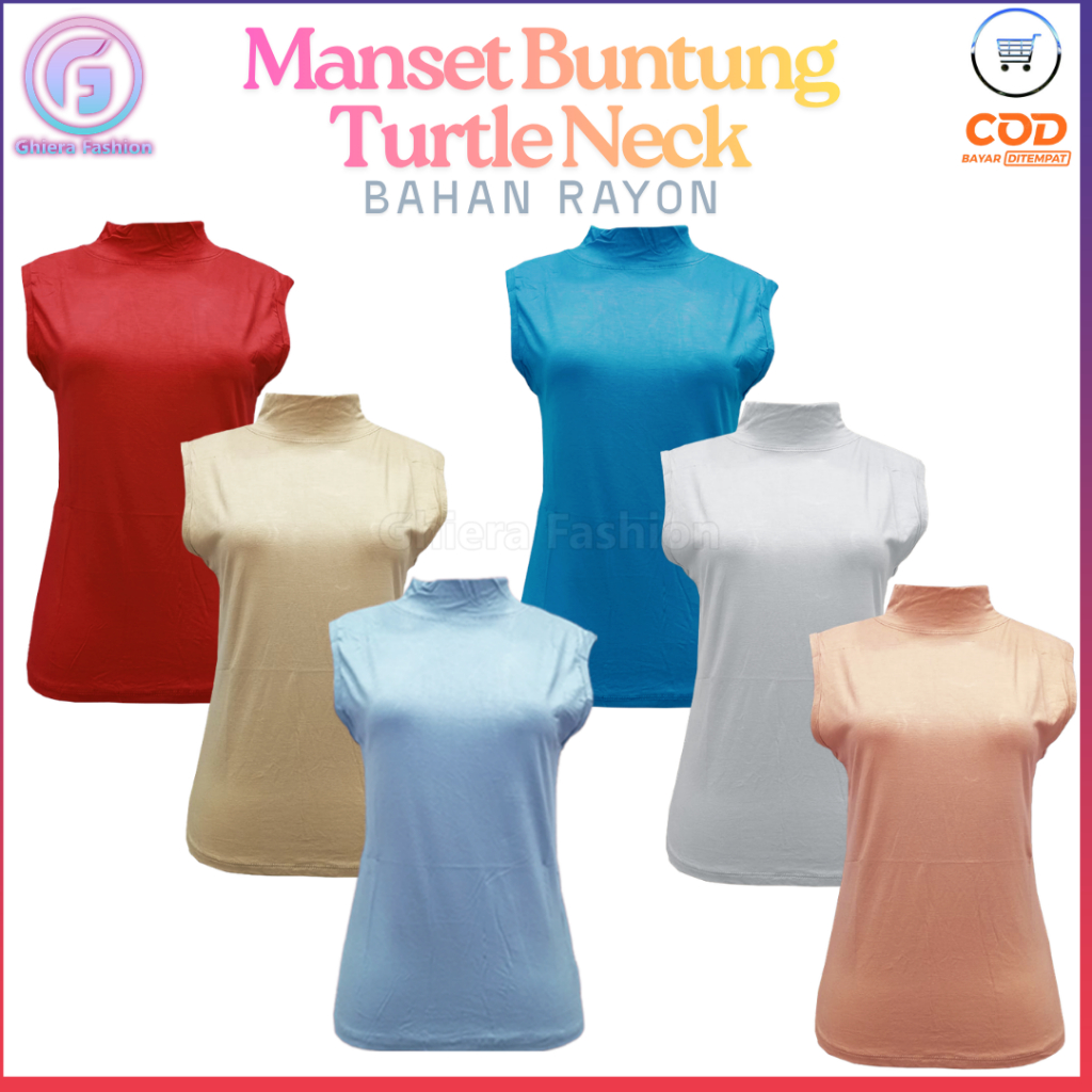 Manset Buntung Tanpa Lengan Baju Kerah Shanghai Leher Turtle Neck Yukensi Polos Dalaman Perempuan Wa