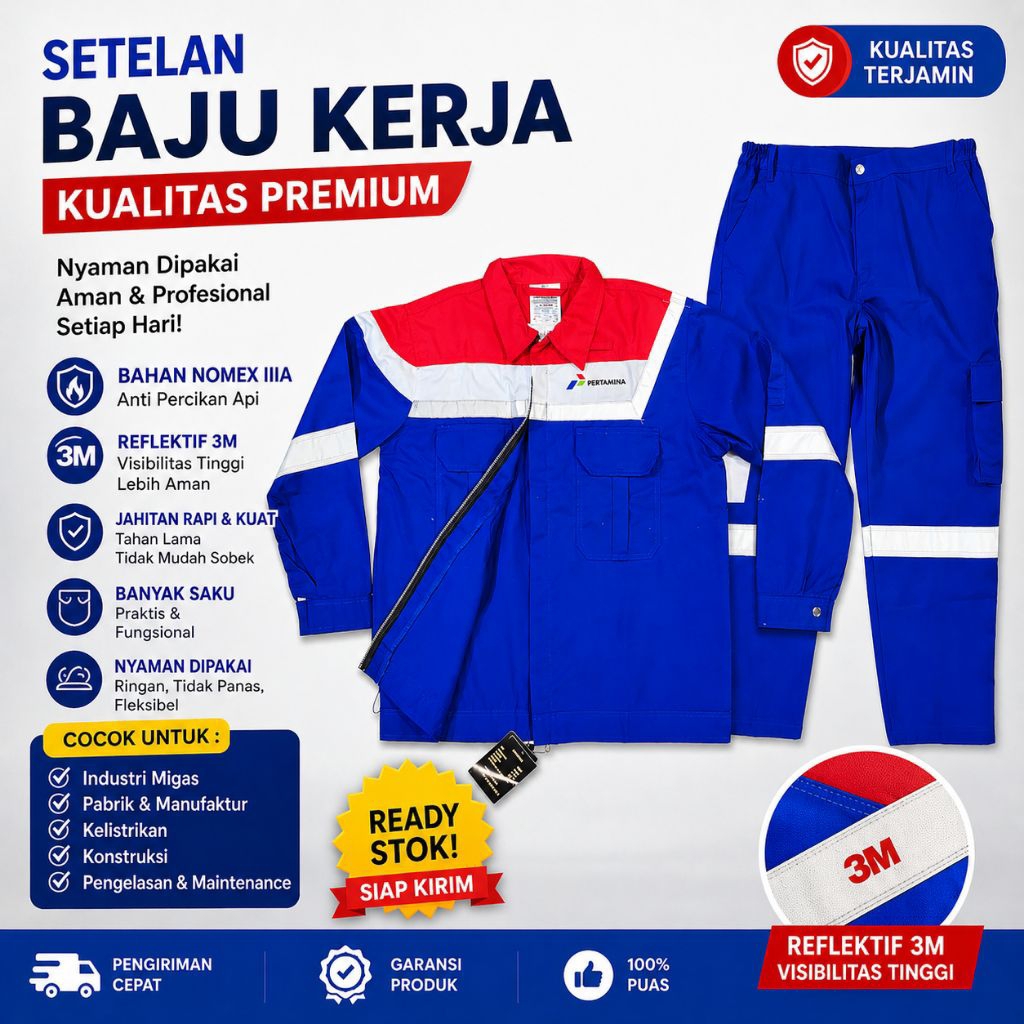 Wearpack Safety Baju Kerja Nomex IIIA Anti Api Reflektif 3M | Seragam Proyek Tambang Migas Konstruks