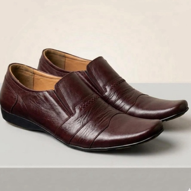 Sepatu pantofel pria kulit coklat 003