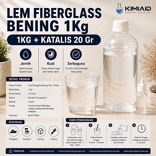Lem Fiberglass Bening 1Kg + Katalis 20Gr Lem Fiber Baru Transparan Anti Bocor Waterproofing Perekat 