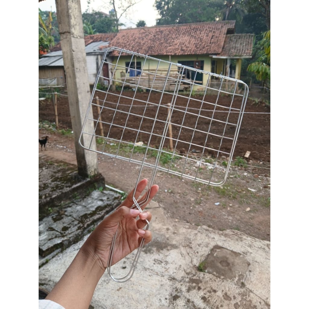 BAKARAN IKAN GAGANG STAINLESS / PANGGANGAN JEPIT STAINLESS