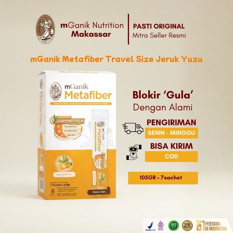 mGanik Metafiber Travel Size  105gr isi 7sachet Jeruk Yuzu 100% ORI