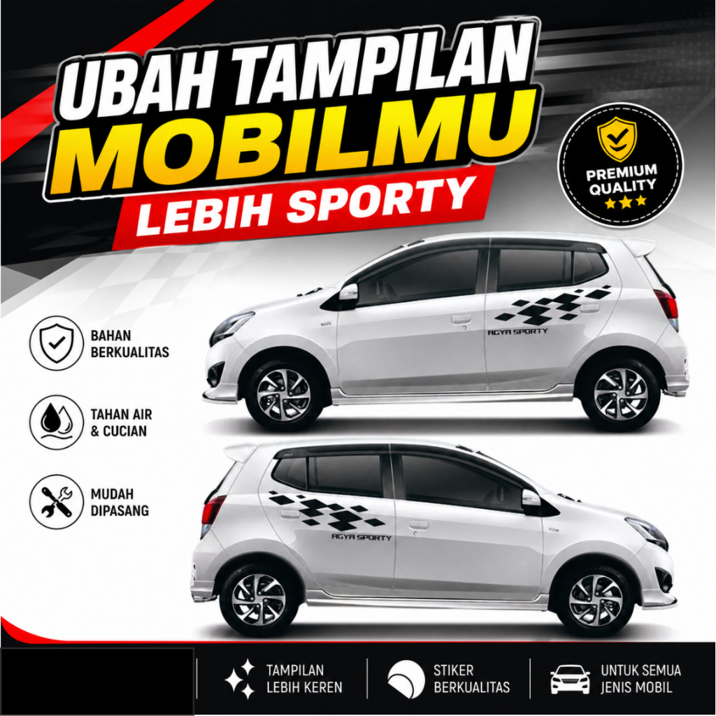 Stiker Mobil Agya Trd Sport Terbaru Lis Variasi Sticker Ayla Putih Minimalis