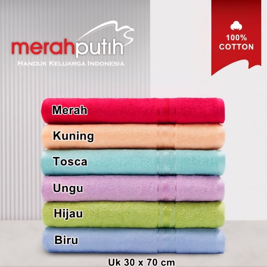 [6/12 Pcs] Handuk LEHER Merah Putih 30x70 GROSIR | Handuk Muka Sport/Jogging/Olahraga Lusinan