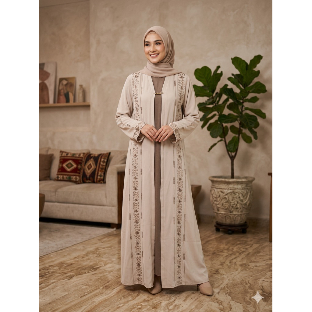 Abaya layali Mesir | Creamy Nude | Egyptian Fashion