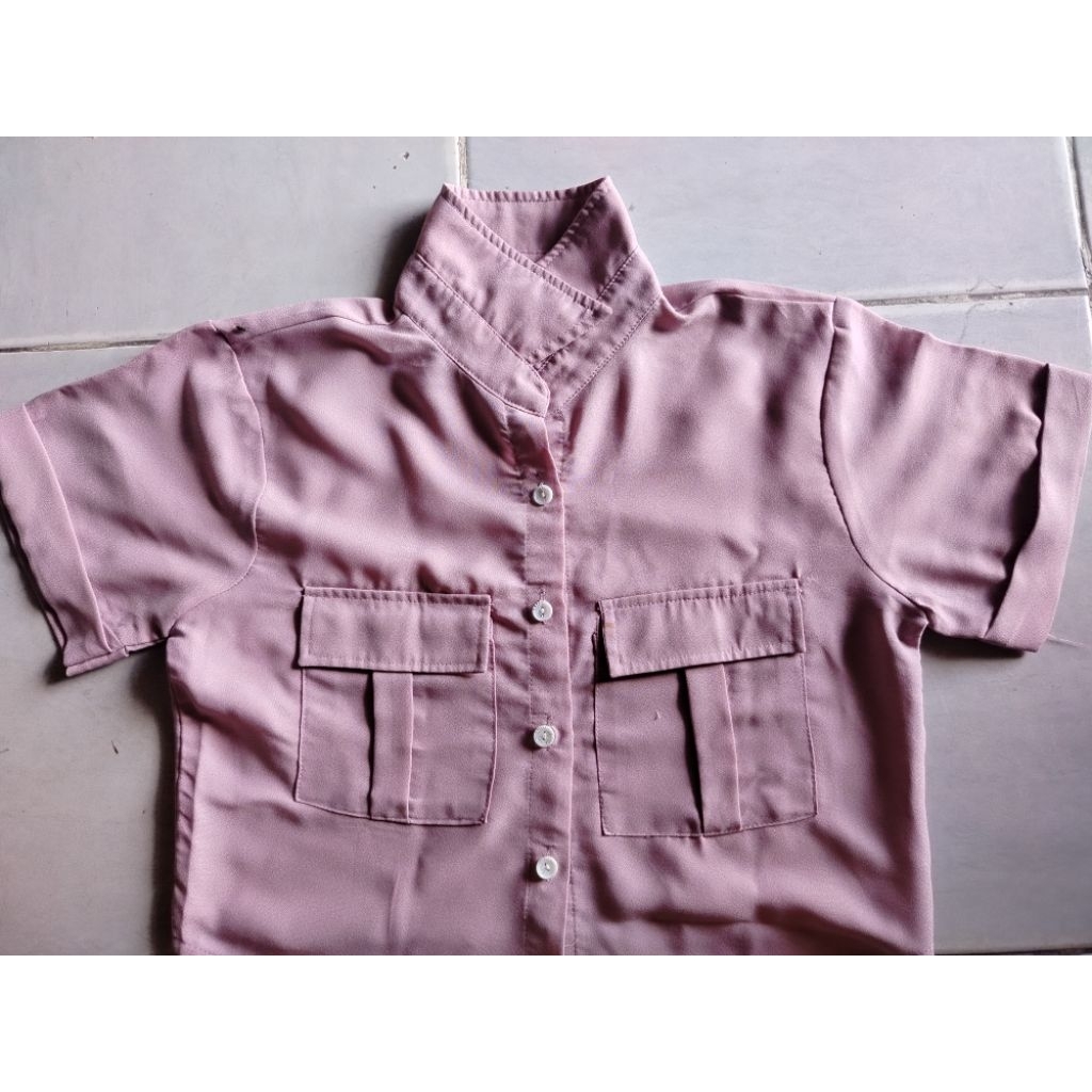 baju kemeja wanita crop