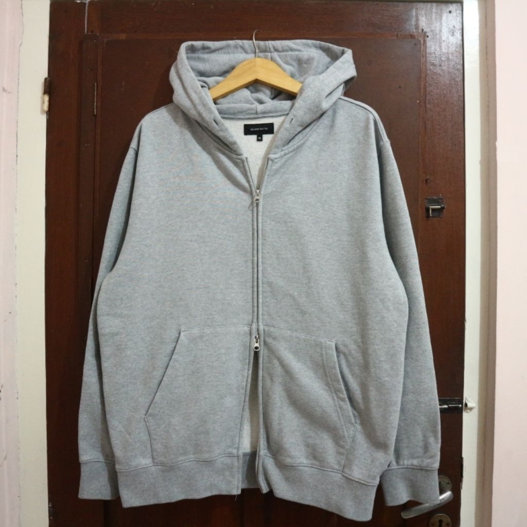 Melange Master Basic Double Zip Up Hoodie Grey