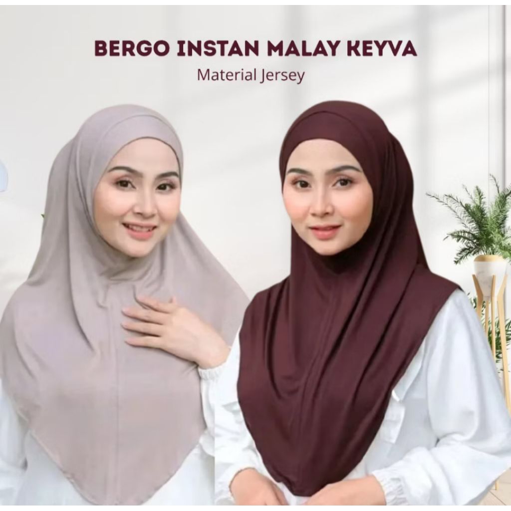 TERMURAHBergo Instan Malay Keyva Hijab Jersey Premium Adem Anti Budeg Syari Model V 5 Detik Rapi