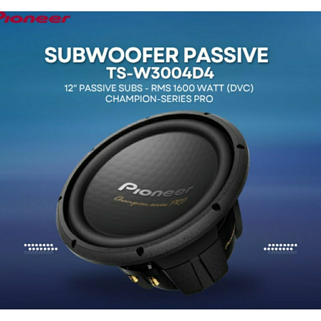 Subwoofer Passive Mobil Pioneer TS-W3004D4 - 12" RMS 1600 Watt DVC - Champion Series -Premium Qualit