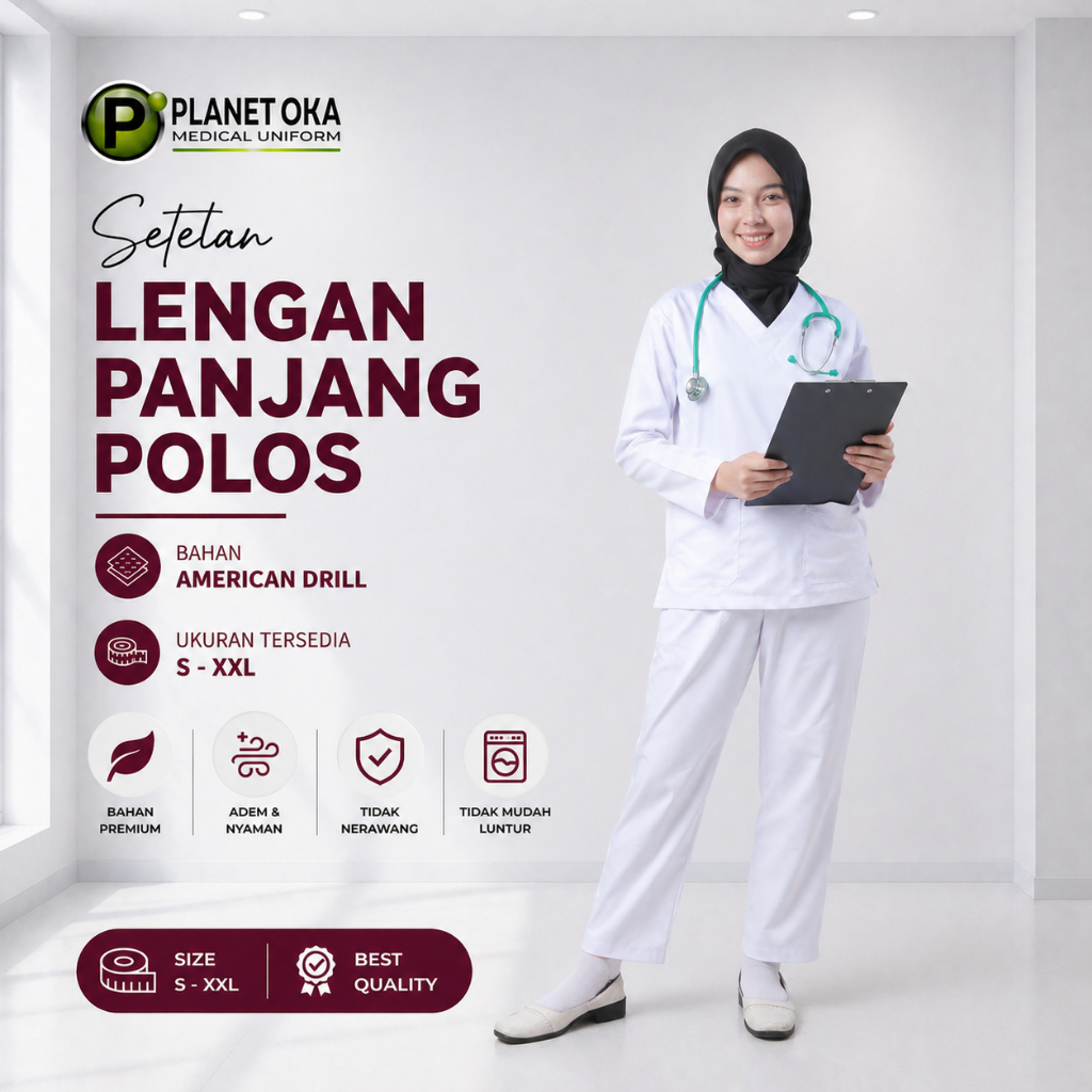 Baju oka Seragam Petugas Medis OK Lengan Panjang Premium American Drill PART 1