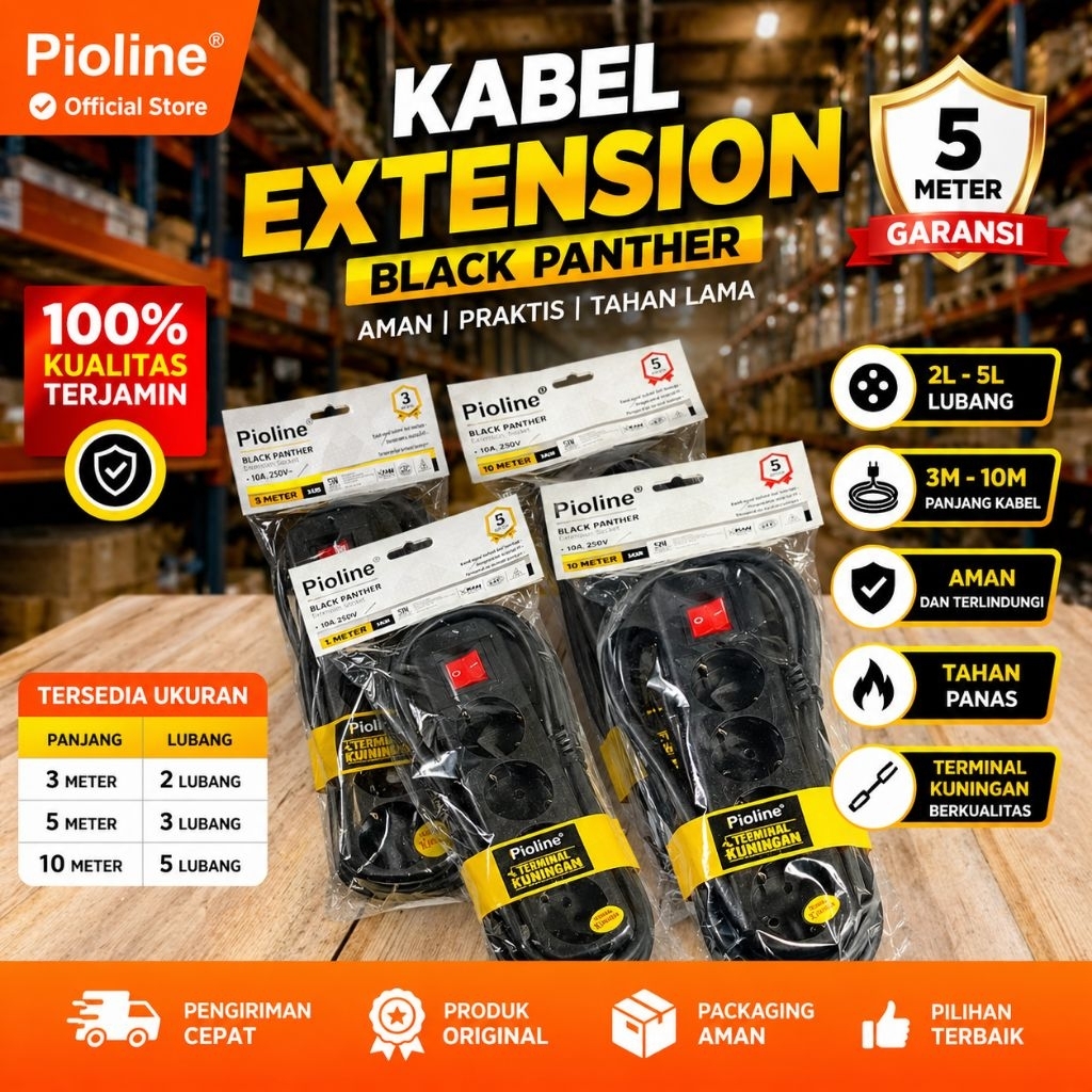 STOP KONTAK KABEL PIOLINE BLACK PANTHER extension