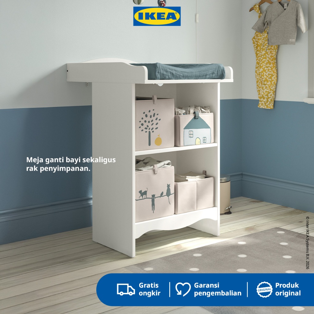 IKEA SMAGORA Meja Ganti Popok Dengan Rak Buku Serbaguna