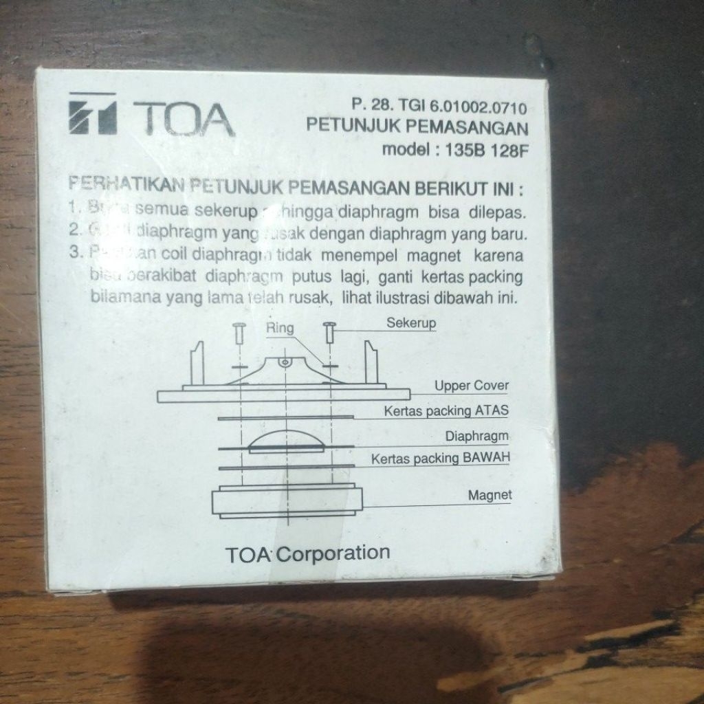 spul TOA tipe 135B 128F diaphragm atau pengeras suara toa