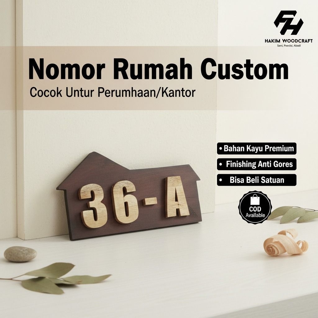 Nomor Rumah Kayu Minimalis Model Timbul