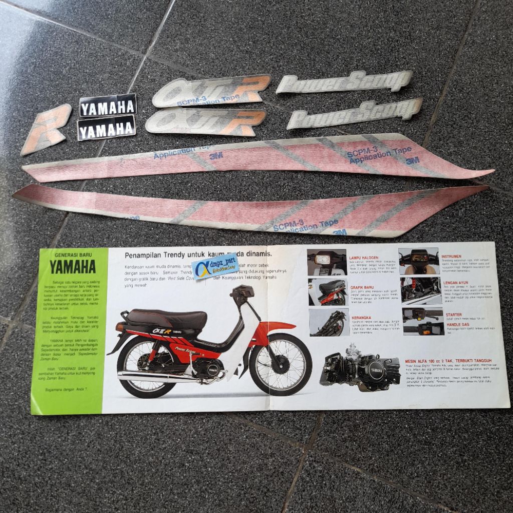 striping stripping sticker stiker graphic yamaha alfa 1991 merah hitam original