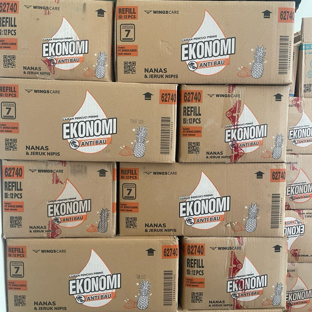 [1 DUS ISI 12 PCS] Ekonomi Power Liquid Sabun Cuci Piring Nanas & Jeruk Nipis Pouch 650 ml KARTON