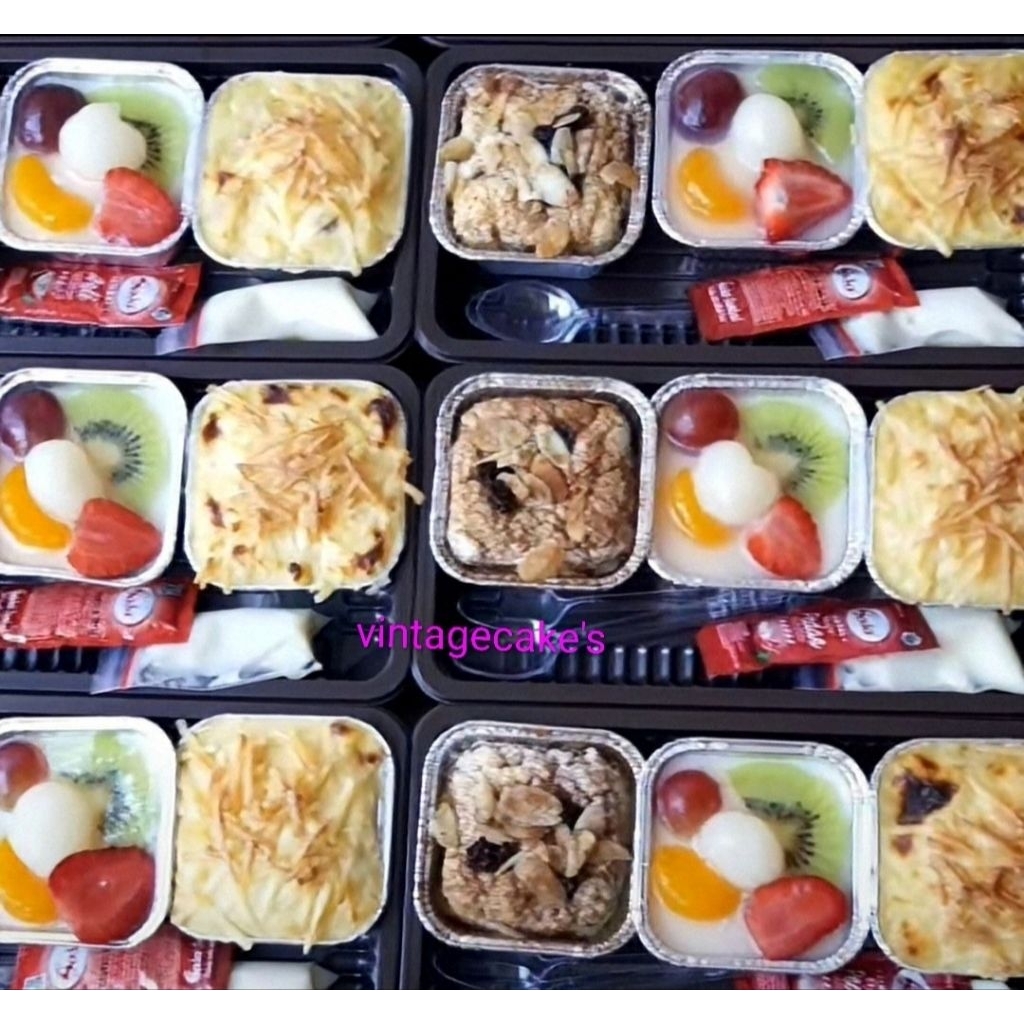 Snacks Box Premium (Puding Buah/Klappetart/Brownies Pggng/Macaroni Schotel)min.order 20 pcs