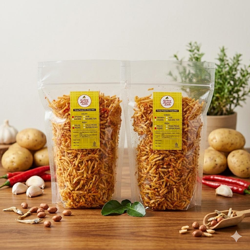 Kentang Mustofa Kabita Teri Medan 1kg (2x500g) - Lauk Siap Santap Halal Premium Renyah Tanpa MSG