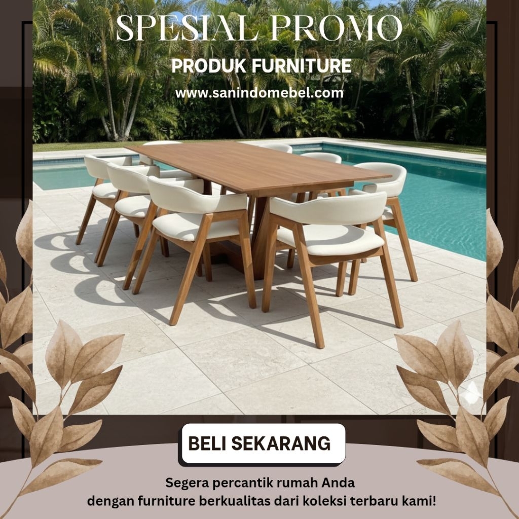 meja makan jati, set meja makan 8 kursi, meja makan minimalis
