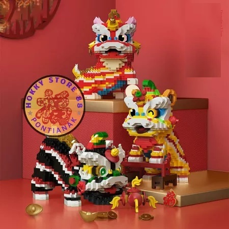 Pajangan Brick /block lego barongsai (sudah rakit)