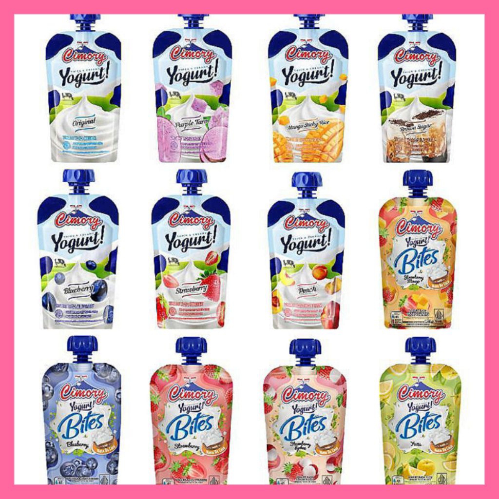 cimory squeeze bites yogurt peach blueberry honey stoberry aloe vera mango original ketan peach 120g