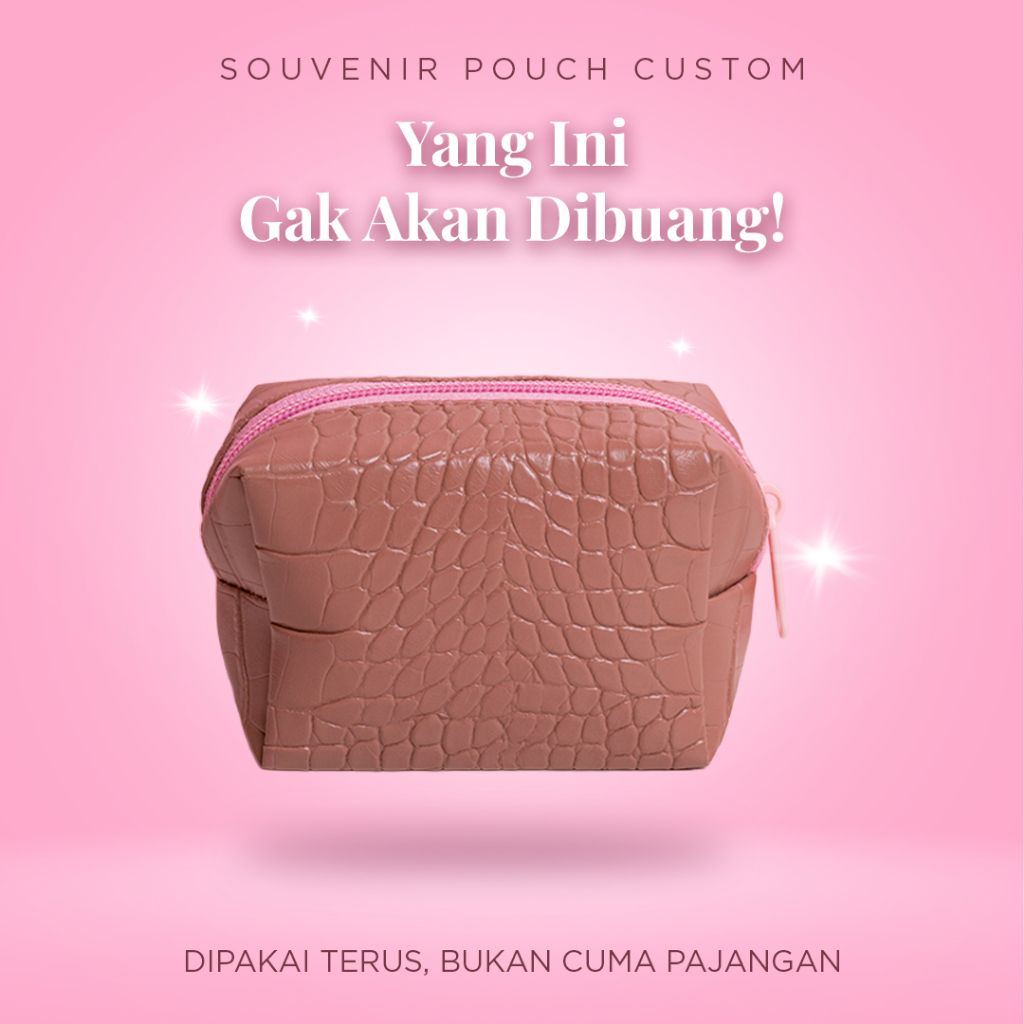 Wedding Gift Custom souvenir pouch kubus mini croco 9x7x5 souvenir pernikahan pouch boxy bahan croco