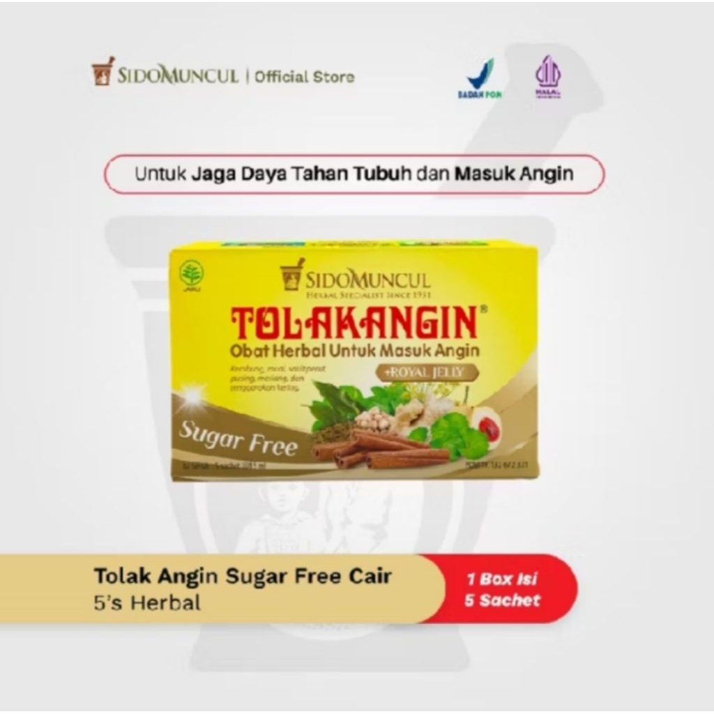 Tolak Angin Herbal 5 sachet x 15 ml, Tolak angin flu, tolak angin batuk, tolak angin sugar free