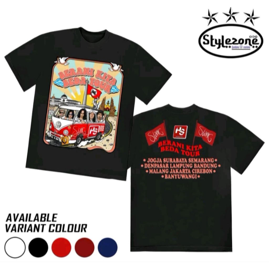 Kaos Slank Edisi Berani Kita
Beda Tour x HS - Kaos Distro Slank Pria Wanita Unisex Hitam HS