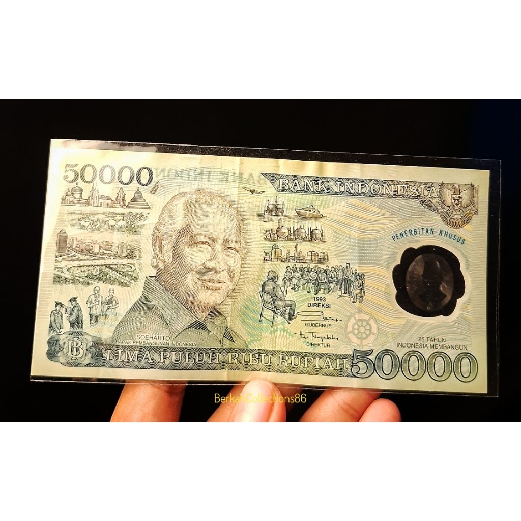 uang 50 ribu polymer plastik tahun 1993 asli