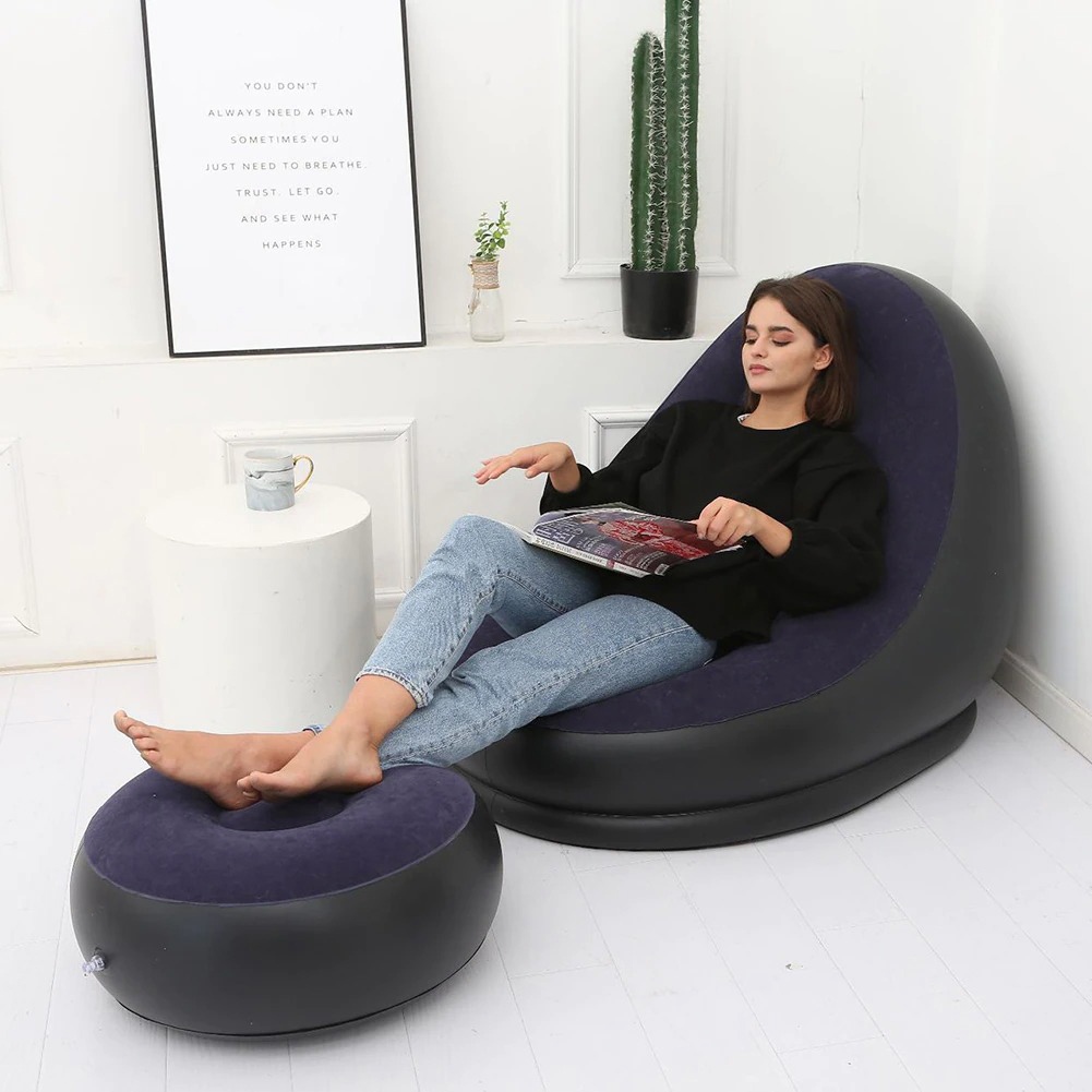 Sofa Malas Lazy Bean Bag Inflatable dengan Bantalan Kaki