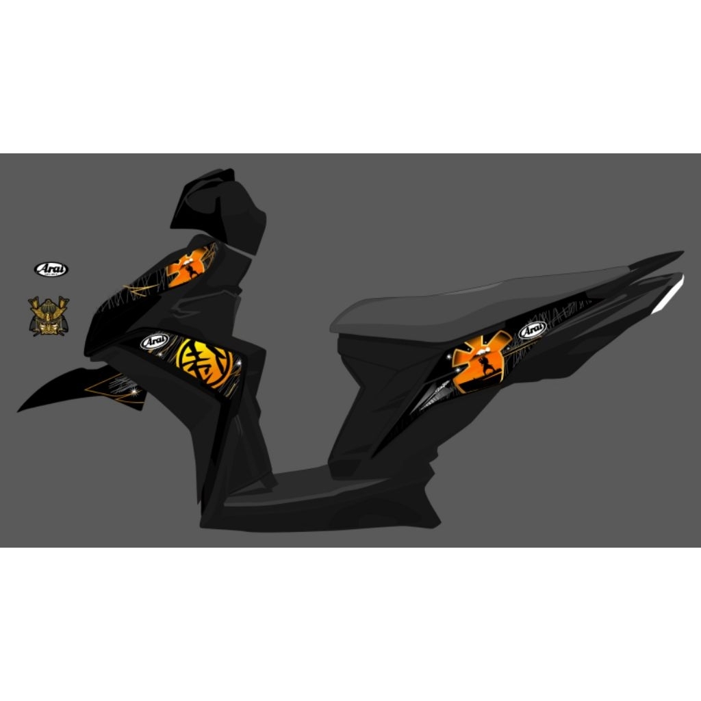 STRIPING STICKER TRANSPARAN MIO M3 DESAIN ARAI SAMURAI