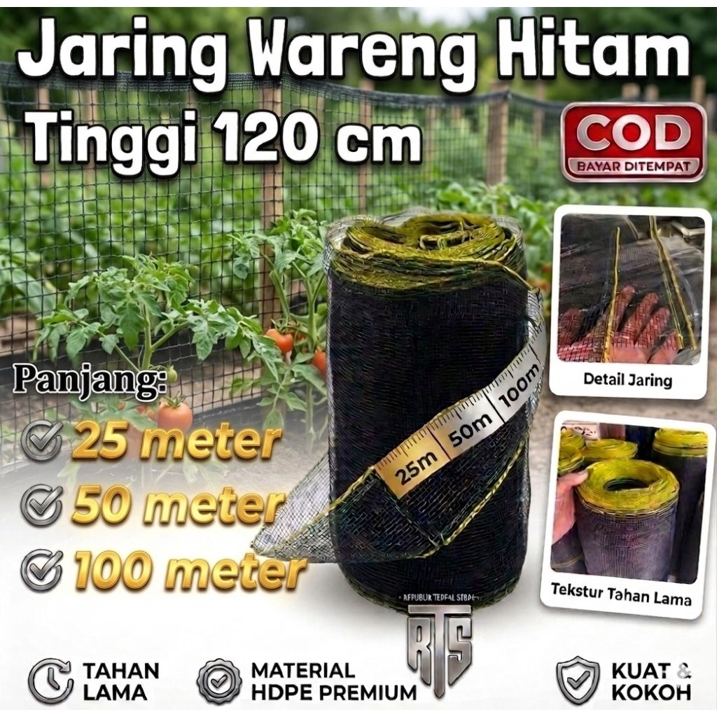 Jaring Waring hitam / jaring pagar tanaman tinggi 120cm